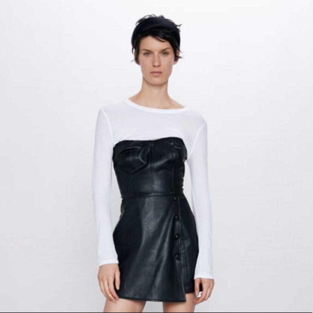 NEW Zara Faux Leather Bustier Jumpsuit